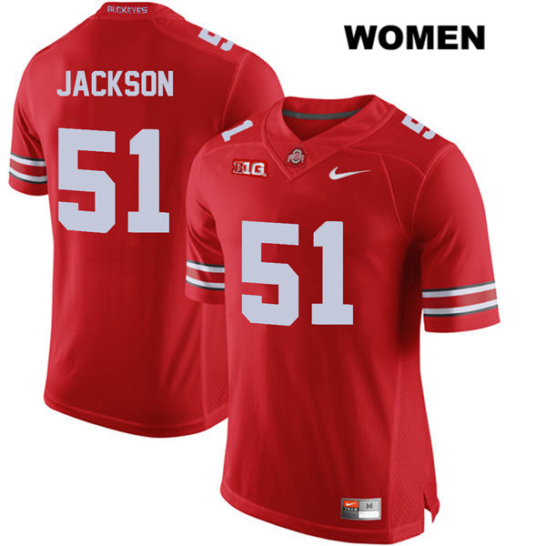 Ohio State Buckeyes Women's Antwuan Jackson #51 Red Authentic Nike College NCAA Stitched Football Jersey PK19C71NV